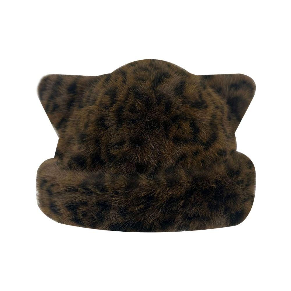 Fashion Warm Winter Hat Thicken Cute Ears Fluffy Fur Bucket Hat Snowy Day Ear Protection Berets Women