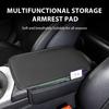 Car Armrest Cushion Universal Elbow Support Cushion Universal Arm Rest Box Pad with Both Side Storage Bag Interior PU Leather