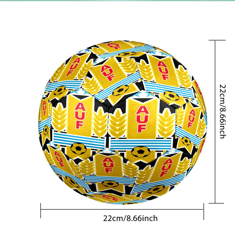 national Football Crest Printed Size 5 Soccer Ball - Durable, Machine-stitched, Soft and Comfortable, Suitable for Training and Matches Gift