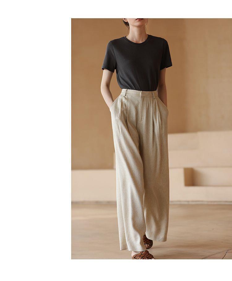 2026 Spring Slimming Women's Cotton Linen Wide-Leg Trousers - Casual Resort Style