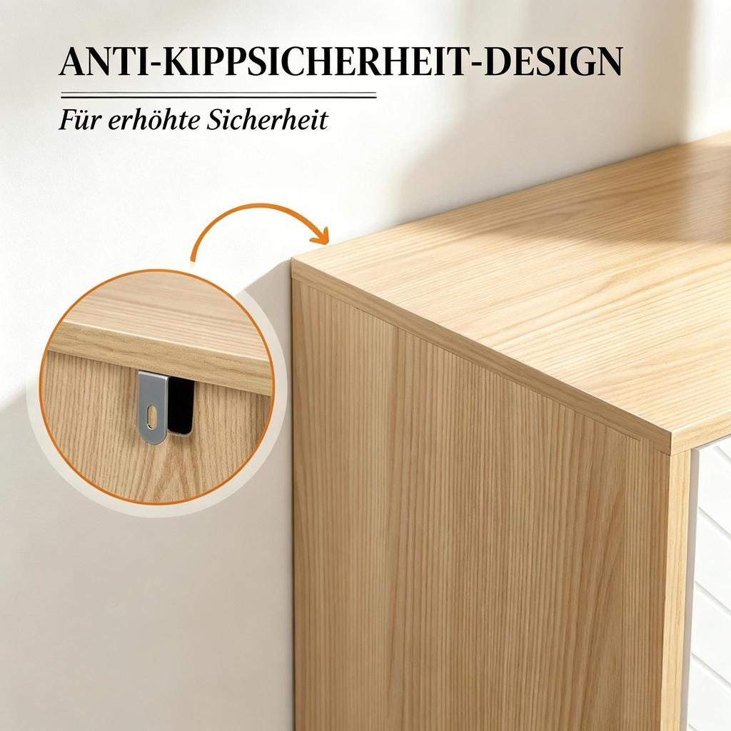 Stylish storage cabinet with lots of storage space, four-door sideboard, elegant lowboard (only with storage cabinet)