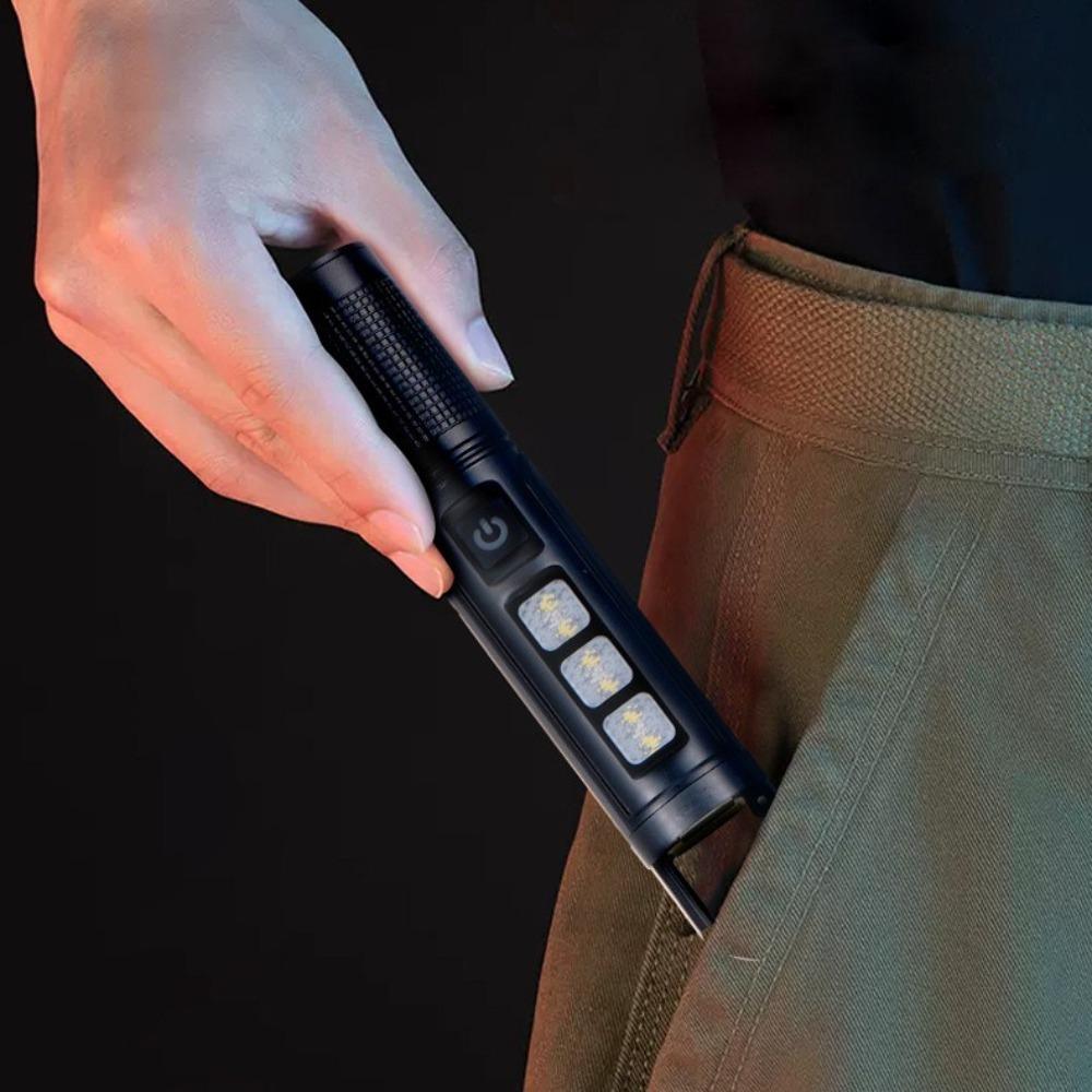 Multifunctional P50 Flashlight with Zoom, Strong Light, Telescopic Focus, Multifunctional Hole Exploration Patrol Keychain TYPE-C Charging