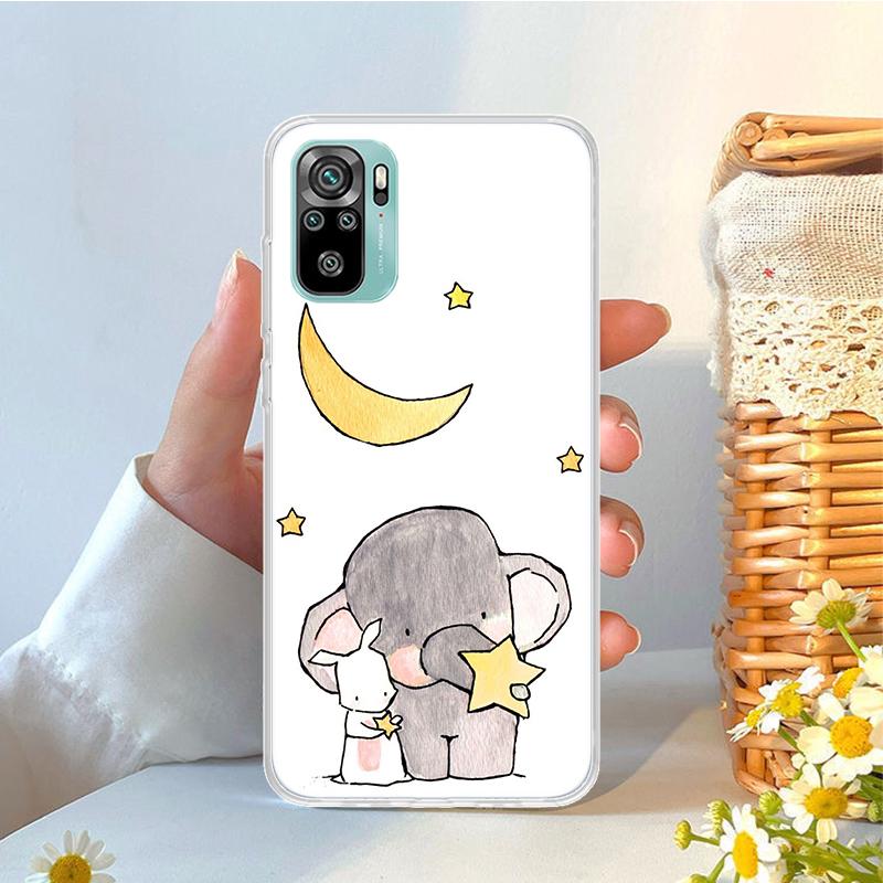 Cartoon Elephant Pink Soft Phone Case For Xiaomi Redmi Note 15 14 14S 13 12 Pro Plus 12S 11 11S 11E 10 10S 11T 5G Fundas Coque R