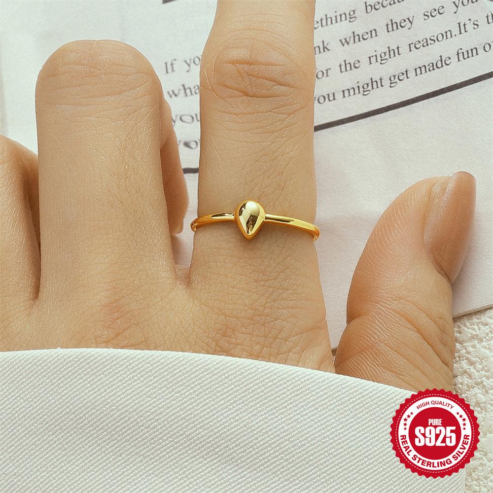 S925 Silver Water Drop Diamond Double-Layer Ring Women'S Niche High-End Sense Light Luxury Temperament Women'S Wind Cold Wind