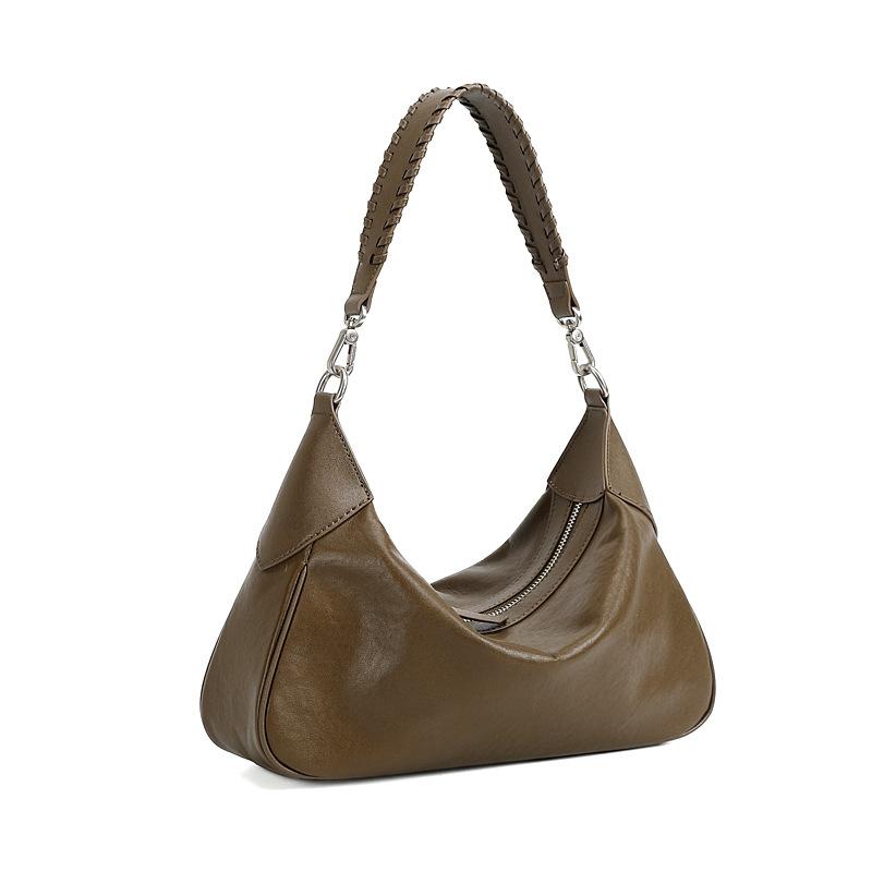 Vegetable-Tanned Cowhide Hobo Bag | Genuine Leather Women's Handbag | Fashiable Shoulder Bag | Girls' Commuter Underarm Bag