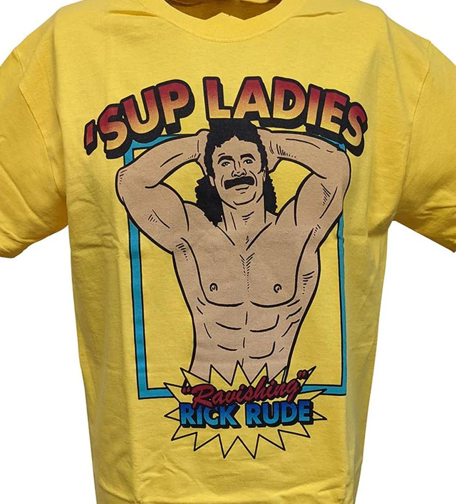 Rick Rude Wrestler T-shirt Yellow Short Sleeve All Sizes JJ5185