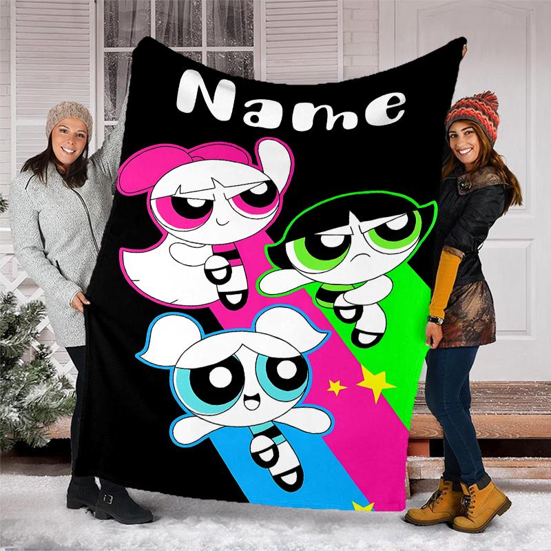Personalized Custom Name Blanket - The Powerpuff Girls Print Design,Blanket for Sofa,Bed,Travel,Camping - Soft and Warm, Great Gift
