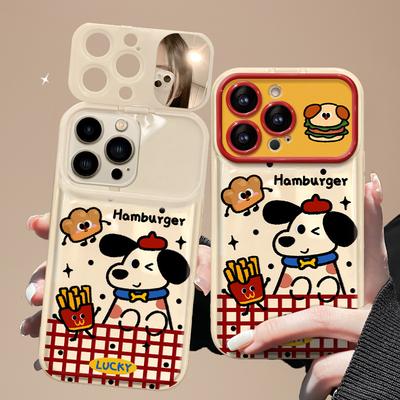 Smycz Hamburger Szczeniak Odpowiednia do etui na telefon komórkowy Apple 16 z dużym okienkiem 15pro Słodki miękki silikon 14 Drobny otwór Odporny na upadki X