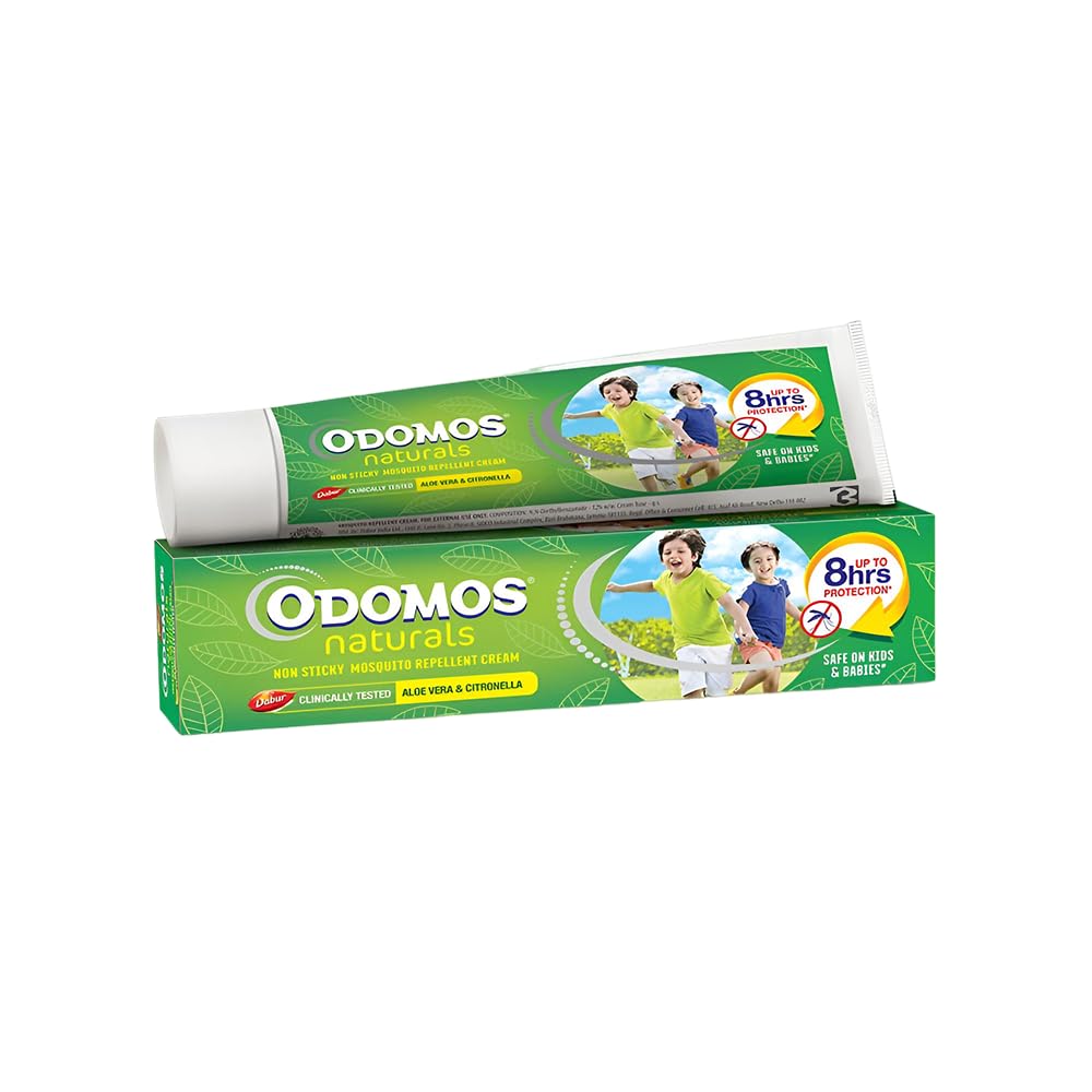 Dabur Odomos Naturals Non-Sticky Mosquito Repellent Cream - 100 gm | DEET-Free | Skin-Friendly Herbal Protection | Safe for Kids & Adults