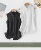 Women's White Sleeveless Chiffon Vest Top with Collar for Layered Wear
