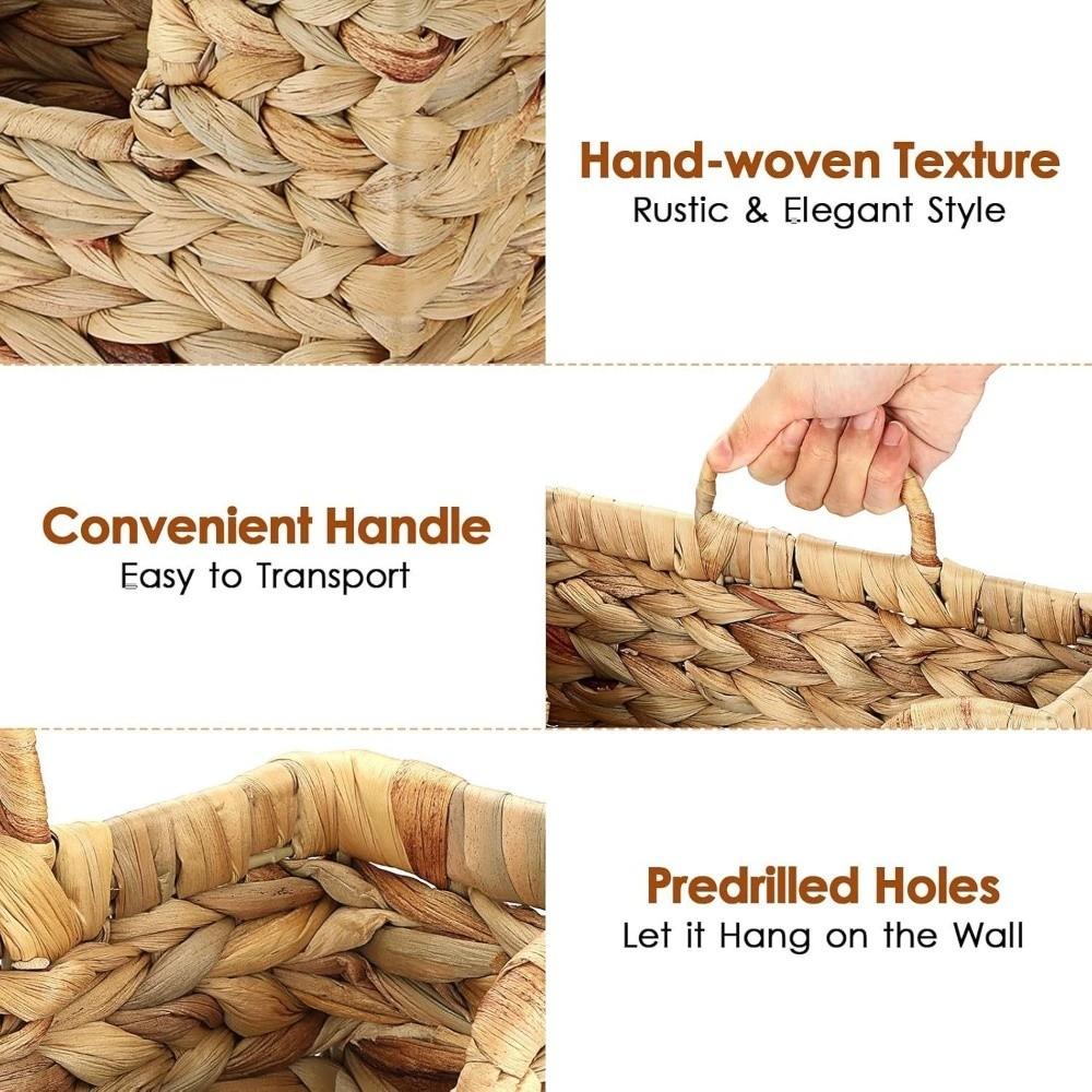 Woven Design Woven Hanging Magazine Holder Wall Mounted Handmade Storage Basket Eco-Friendly Decorative Magazine Rack Home Use