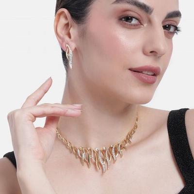 Modern Necklace Set "Fiery Passion" In Gold and Silver