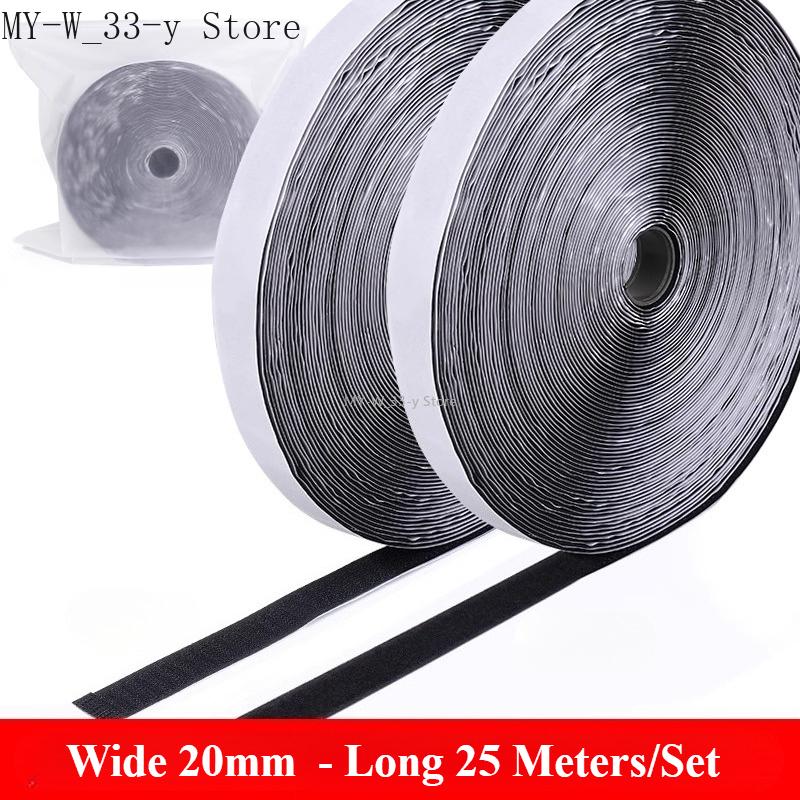 3/25Meter Starkes Selbstklebendes Klettband Haken und Schlaufe Schwarz Weiß Nylon Klettband Klebeband mit Starkem Kleber 25/30/50MM