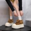 2025 early autumn new fashion Korean version platform muffin shoes women's high-top shoes versatile lace-up heightening casual board shoes