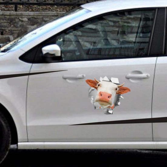13X13Cm 3D Cow Head Auto Car Styling Pvc Reflective Decal Animal Funny Sticker