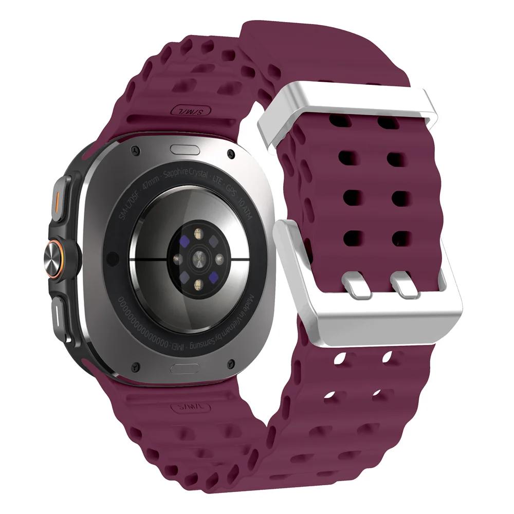 Marine Band For Samsung Galaxy Watch ultra Strap 47mm Accessories Two color Sport silicone Bracelet Galaxy Watch 7 ultra Straps