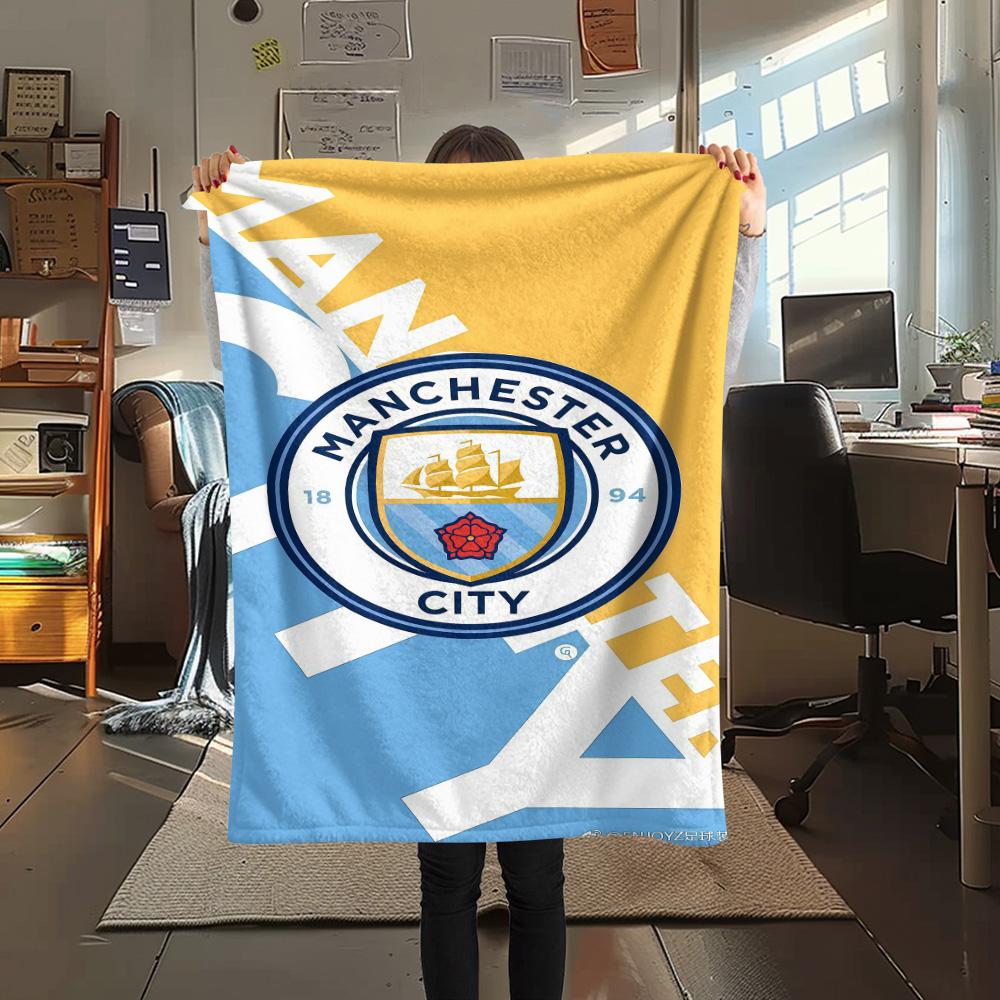 

MCFC logo Print FlAannel Blanket, High quality Comfortable for All Seasons, Home Decor, Warmth and Comfort 80cm x 120cm