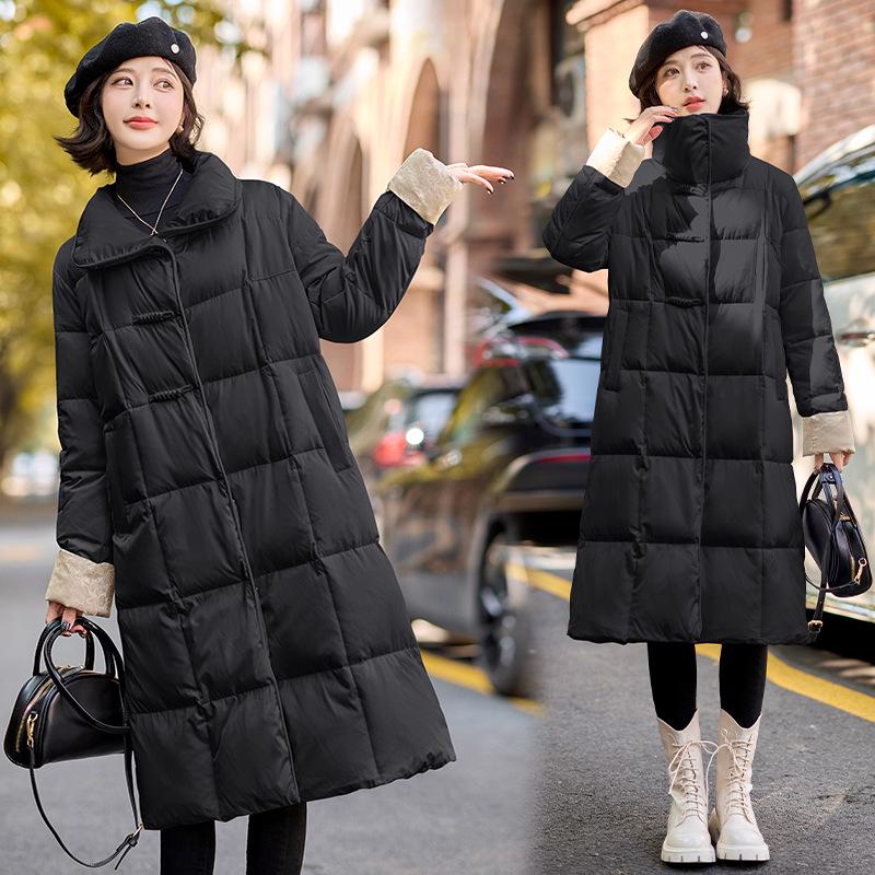 

Женский пуховик 2024: Стильное маленькое зимнее модное пальто SY1053 M 55-65 kg чёрный