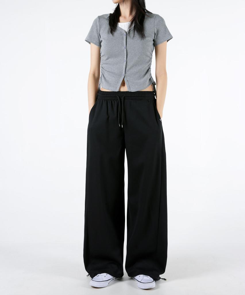 UMM Women'S Short Long Line-Emphasizing Pintuck Wide Pants 3 Colors