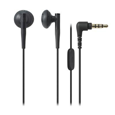 Audio Technica BK Earphones Wired with Microphone Black ATH-C200IS Semi-open