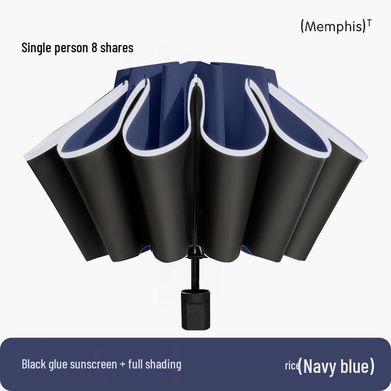 72-Rib Automatic Ring Buckle Umbrella: Portable, Reinforced, Dual-Use for Sun & Rain, Folding Hook Design for Men & Women