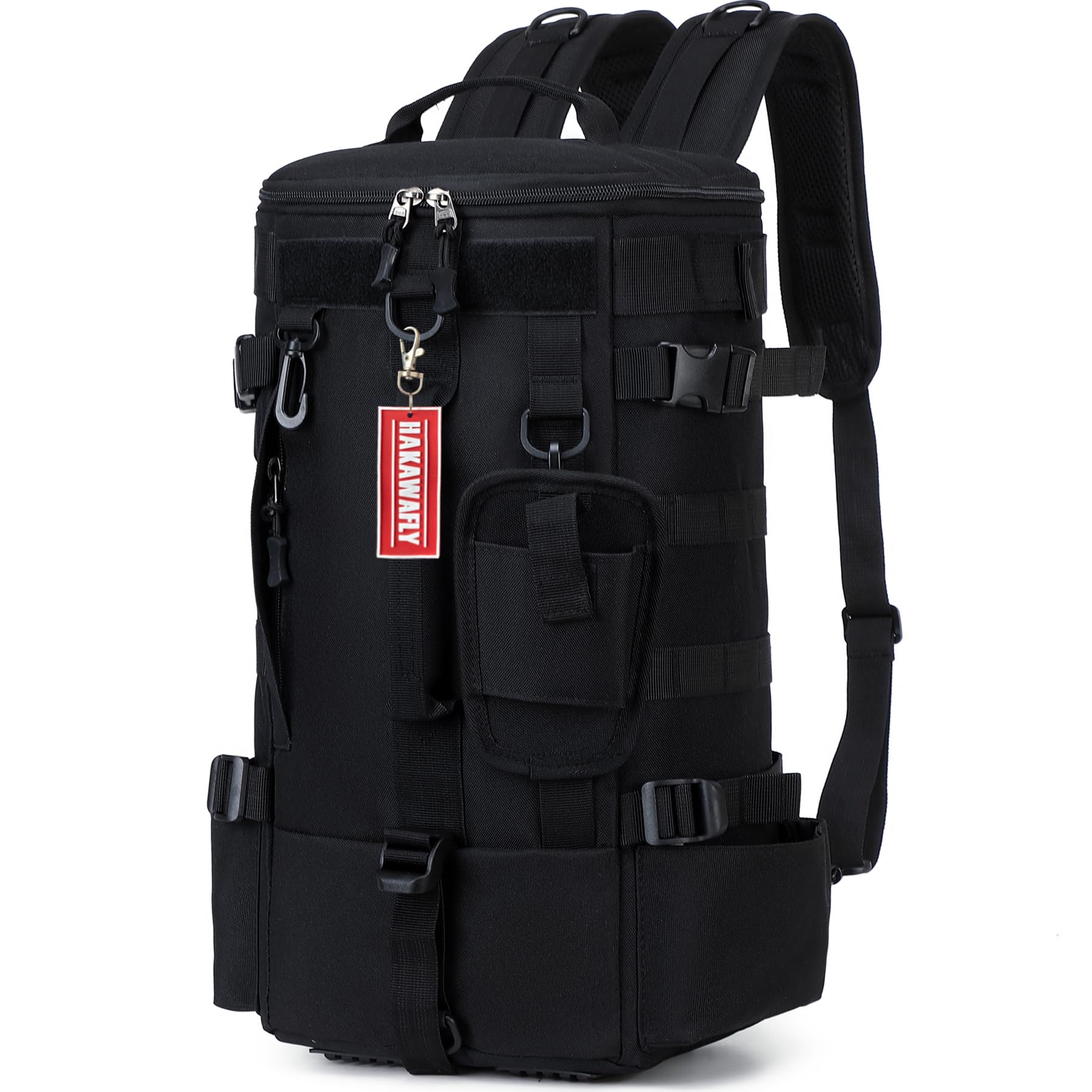 

HAKAWAFLY Fishing Backpack, Multifunctional Outdoor Rucksack, Large Capacity, 5-Way, Water-Repellent Fishing Bag, Tackle Bag, Shoulder Bag (Black)