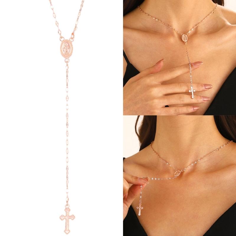 Religiöse Kreuzkette Gothic-Stil Schlüsselbeinketten Vintage Kruzifix Anhänger Halsketten Handgefertigte Geschenke für Frauen Mädchen