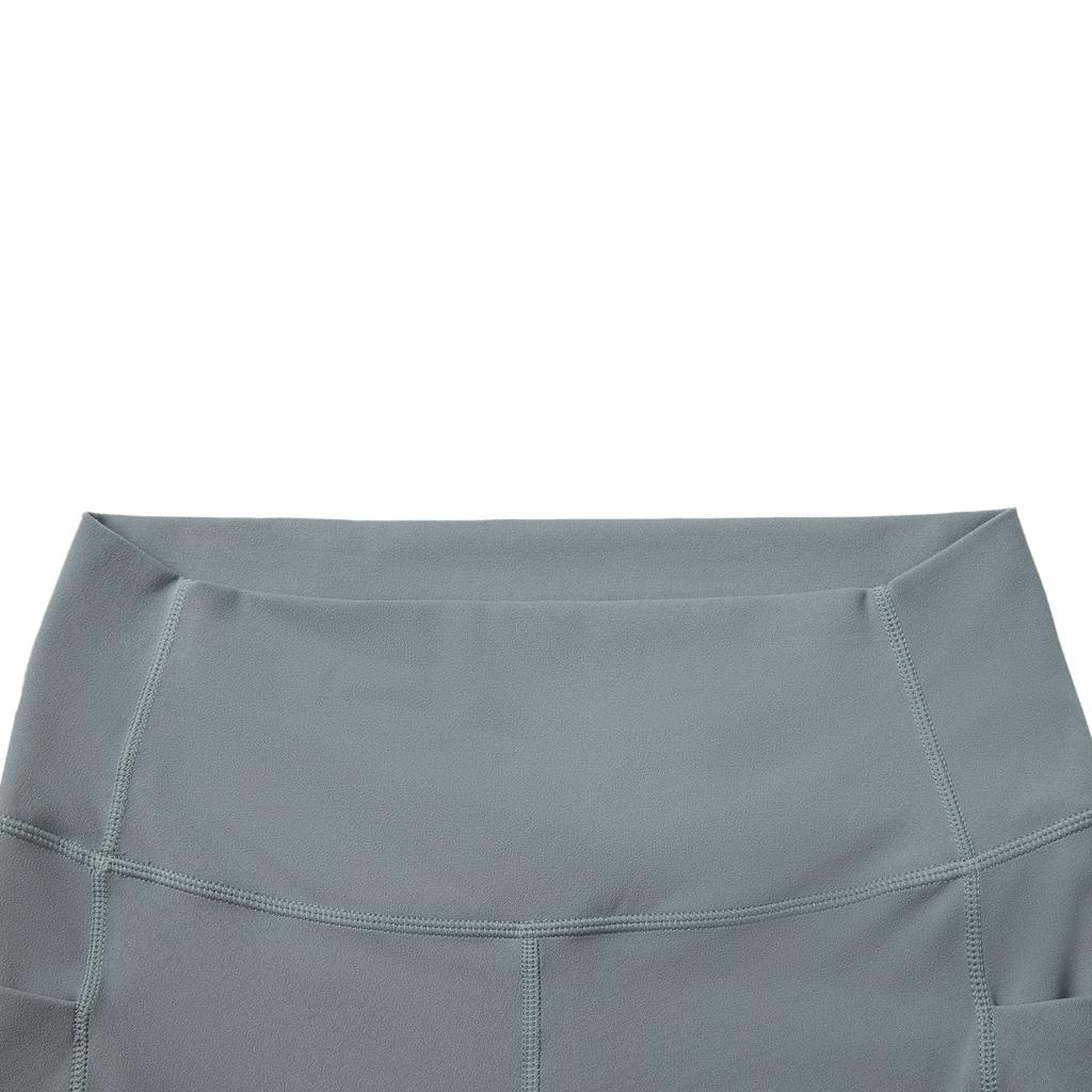 Li Ning Fitness Series Solid Color Mid Waist Versatile Tight Sports Long Pants Women bottoms Storm-Gray AULV024-3