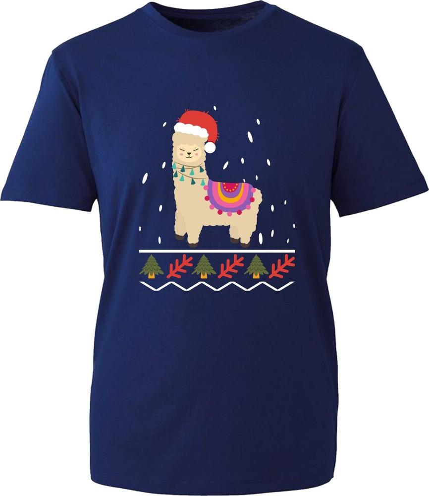 Llama Santa Hat Christmas TShirt Cute Llama Xmas Festive Holiday Season Tee Top S