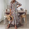Women's Comfortable Casual Dress Women's Printed V-neck Ruffled Dress