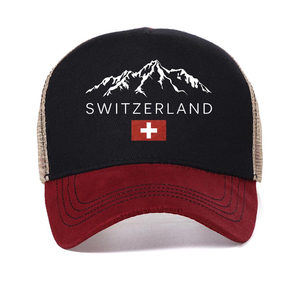 Swiss mountain pattern printed Breathable baseball cap Unisex's summer fashionable casual sports caps Summer Women Snapback Hat