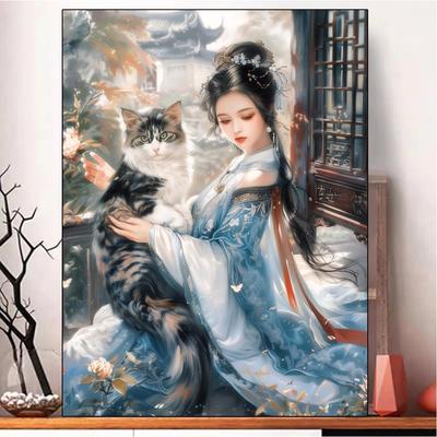 Peinture au diamant chinoise style ancien beauté pleine mosaïque de diamant nouvelle série Art broderie chat broderie ensemble décoration de la maison