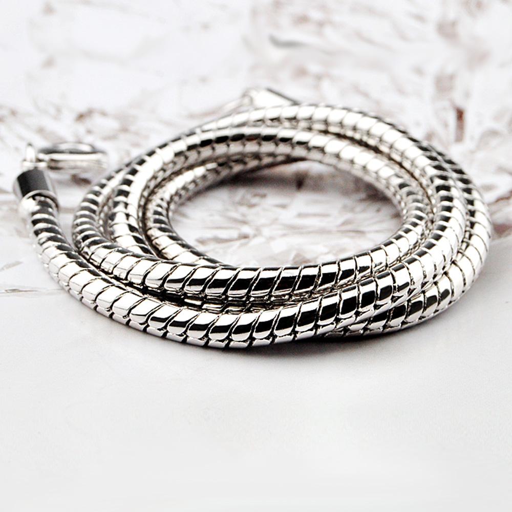 Herren-Halskette mit Anhänger aus Sterlingsilber, modisch, 925er Silber, glatt, 4 mm, 20/22 Zoll, Schlangenkette, Jungen-/Damenschmuck