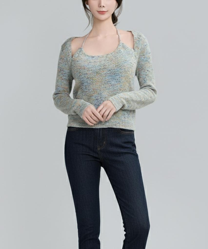 Keulleiseu Jennifer Halterneck Bolero Knit_Brown