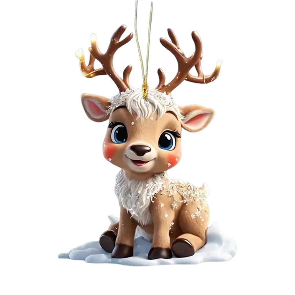 2D Flat Christmas Tree Acrylic Ornament with Hanging Rope Holiday Gift for Car Rearview Mirror Home Decor Hanging Pendant