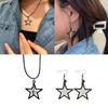 Black Star Pendant Necklace Exquisite Punk Double Star Clavicle Chain Unique Choker Jewelry Hip Hop Earring Eye Catching