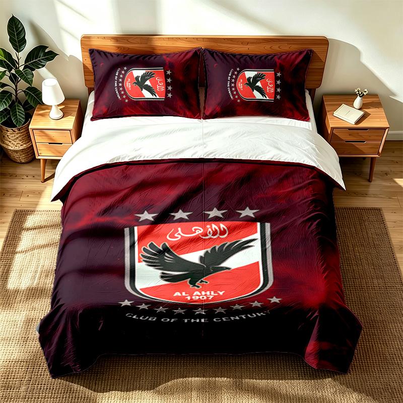 Al ahly (1) 3pc set suitable for master bedrooms soft and comfortable an ideal gift for family and friends Includes one duvet cover and two pillowcase
