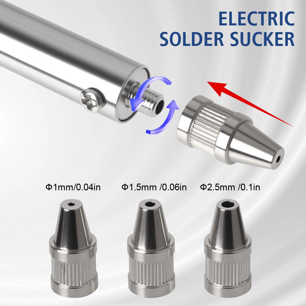 Portable with 3 Suction Nozzle Hand Tool Automatic ADT03 Electric Solder Remove Pump New Desoldering Machine Vacuum Soldering Tin Sucker EU/US Plug