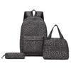 Three-Piece Backpack Set Large Capacity Women's Leopard Print Backpack Student Schoolbag