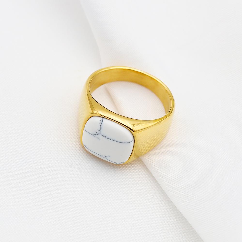Accessories French Fashion Light Luxury Simple Multi-Color Gemstone Titanium Steel Ring Personalized Niche 18K Gold Jewelry