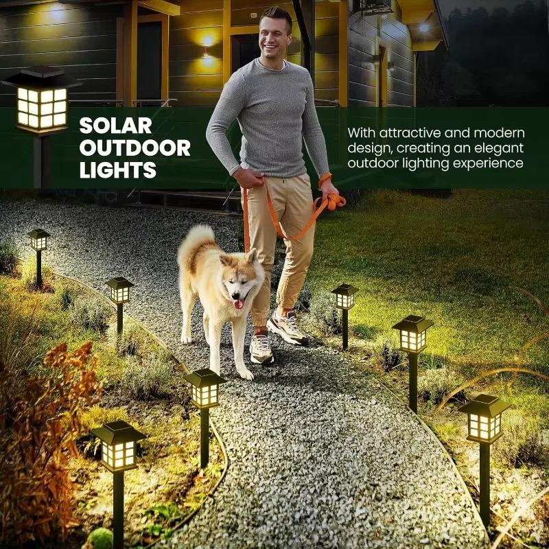 2/4Pack Outdoor Solar Lawn Lights Retro Small House Lamp Courtyard Garden Decoration Small Night LED Inserted Small Palace Lights