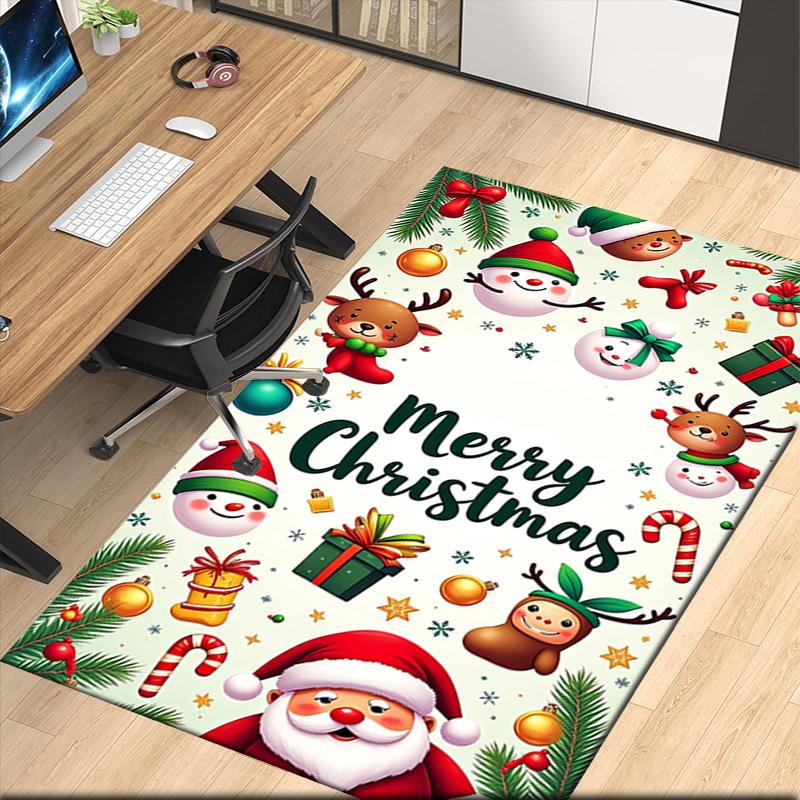 Christmas Printed Carpet, for Office Chair Living Room Bedroom Kitchen Room Decor Gifts.