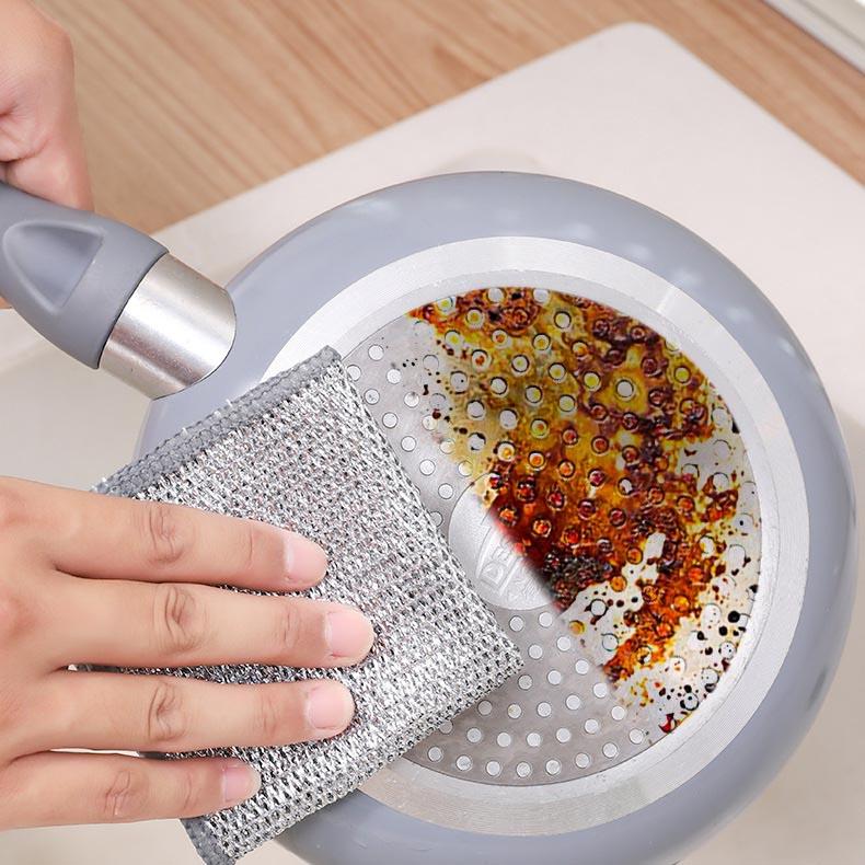 5/10/20Pcs Multifunctional Non-Scratch Wire Dishcloth, Wire Mesh Knit Cleaning Cloth, Wire Dishwashing Rags for Dishes Sinks Counters Machine Washable