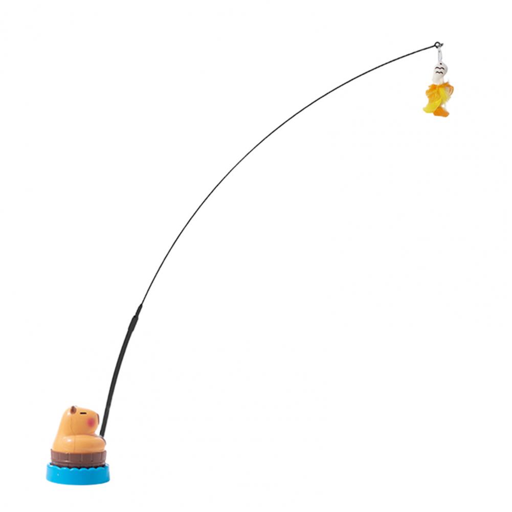 Cat Toy with Rotating Base Cat Toy with Stick Interaction Rotating Cat Teaser Wand with Interchangeable Feathered for Small