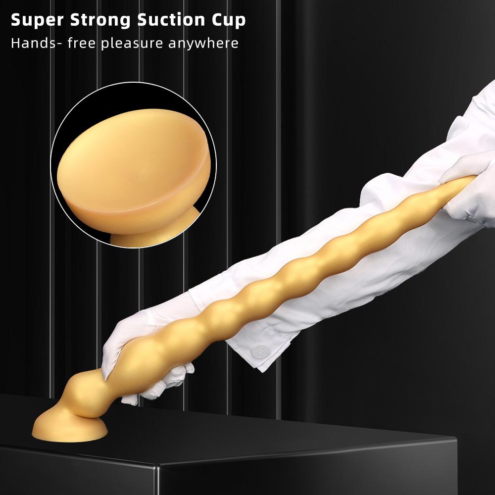 Golden Silicone Extra Long Bead Anal Plug  Extra Large  Thick and Soft  Female Anal Plug