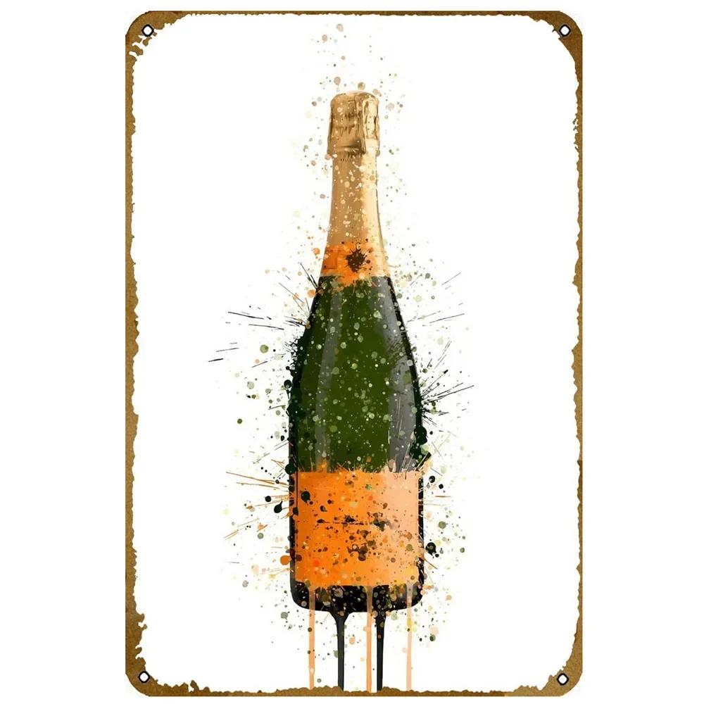 Französischer Champagner Retro Vintage Metall Blechschilder Poster Platte Wanddeko für Heim Bars Café Man Cave Clubs Retro Poster Plakette