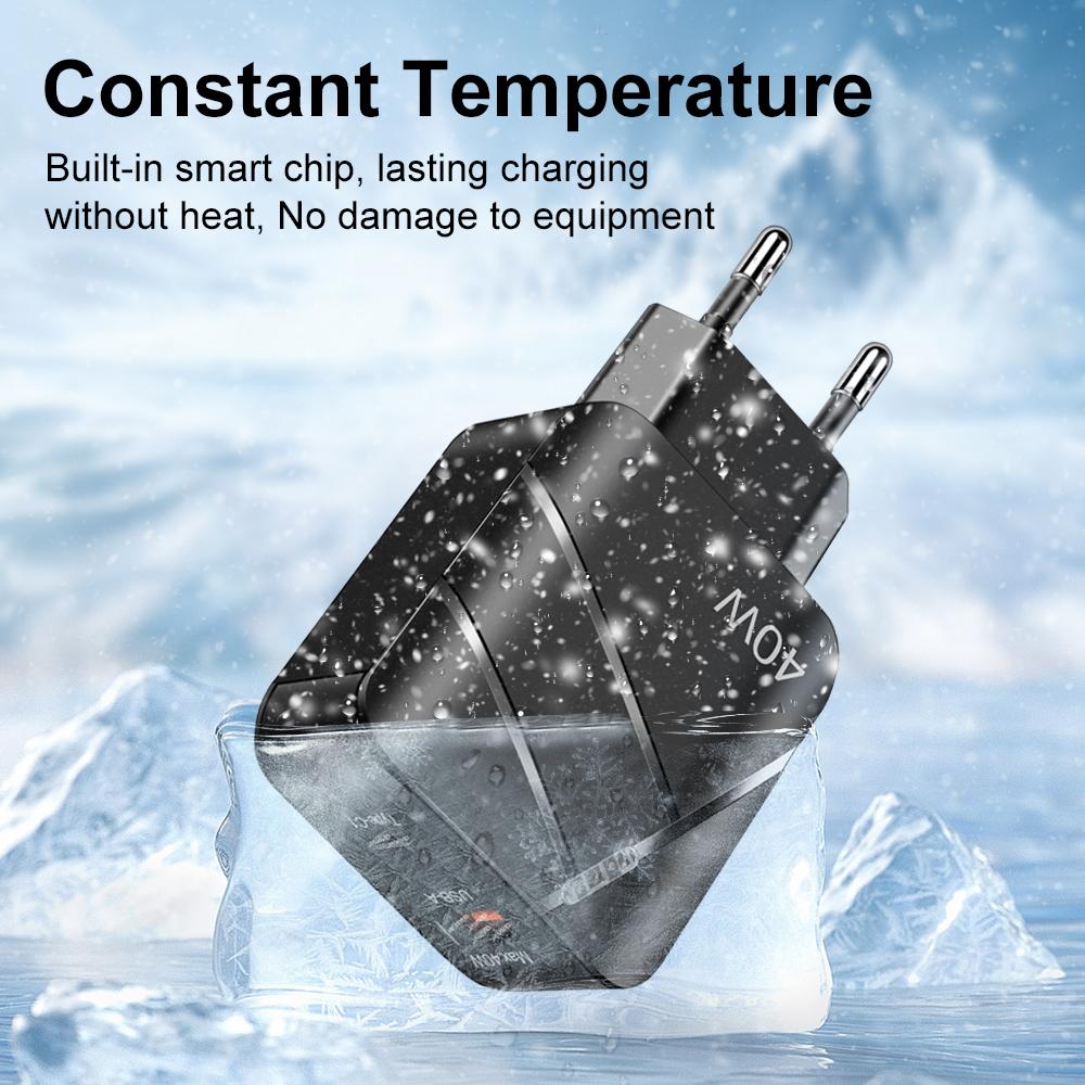 USB 40W Wall Charger Quick Charge QC 3.0 Type C Fast Charging Mobile Phone For iPhone 14 13 Samsung Xiaomi EU/US Plug Charger