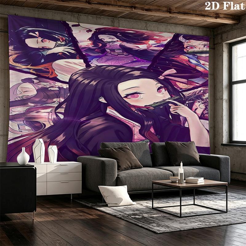 Demon Slayer Wall Tapestry Aesthetic Wall Hanging Printed Fabric Blanket Decorative Tapestries For Bedroom Living Room Home Decor