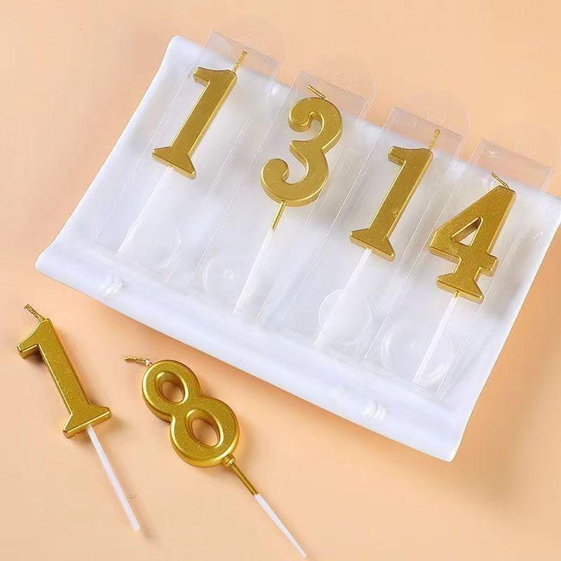 Gold Number Candles for Kids' Birthday Cake and Party Decoration
