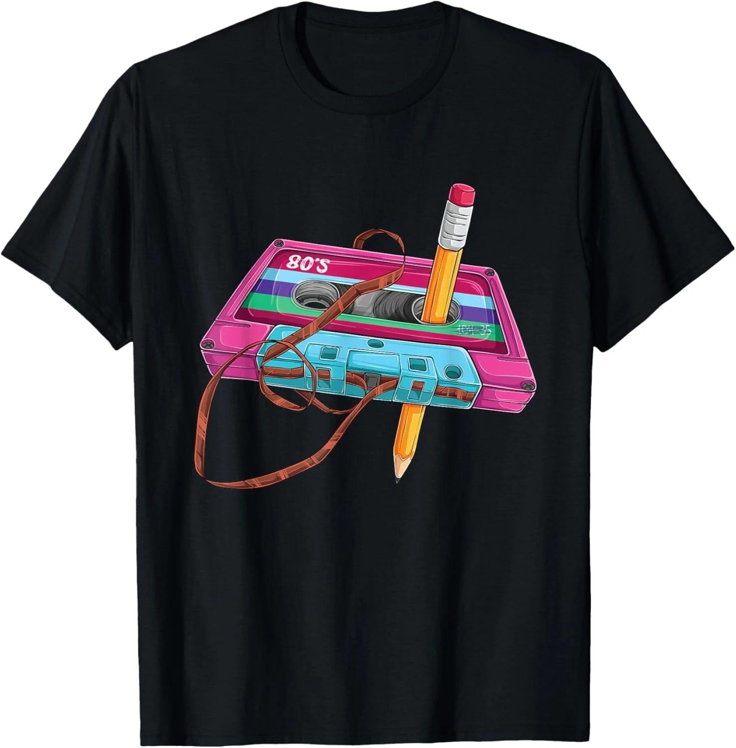 Vintage Cassette Tape Pencil 70_s 80_s 90_s Music Mixtape T- Shirt S